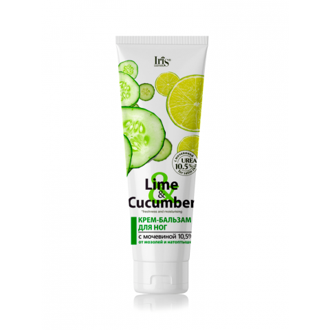 Крем-бальзам IRIS Lime & Cucumber для ног 100мл с мочевиной 10,5% от мозолей и натоптышей Крем-бальзам IRIS Lime & Cucumber для ног 100мл с мочевиной 10,5% от мозолей и натоптышей
